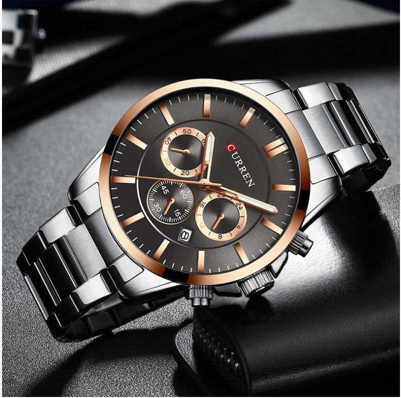 CURREN Original Brand Stainless Steel Band Wrist Watch For Men With Brand (Box & Bag)-8358
