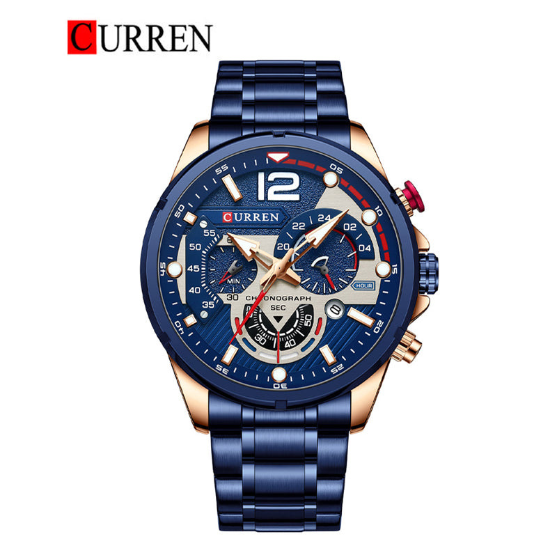 CURREN Original Brand Stainless Steel Band Wrist Watch For Men With Brand (Box & Bag)-8395