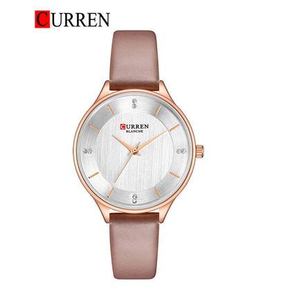 CURREN Original Brand Slim Leather Strap Wrist Watches For Women With Brand (Box & Bag)-9041
