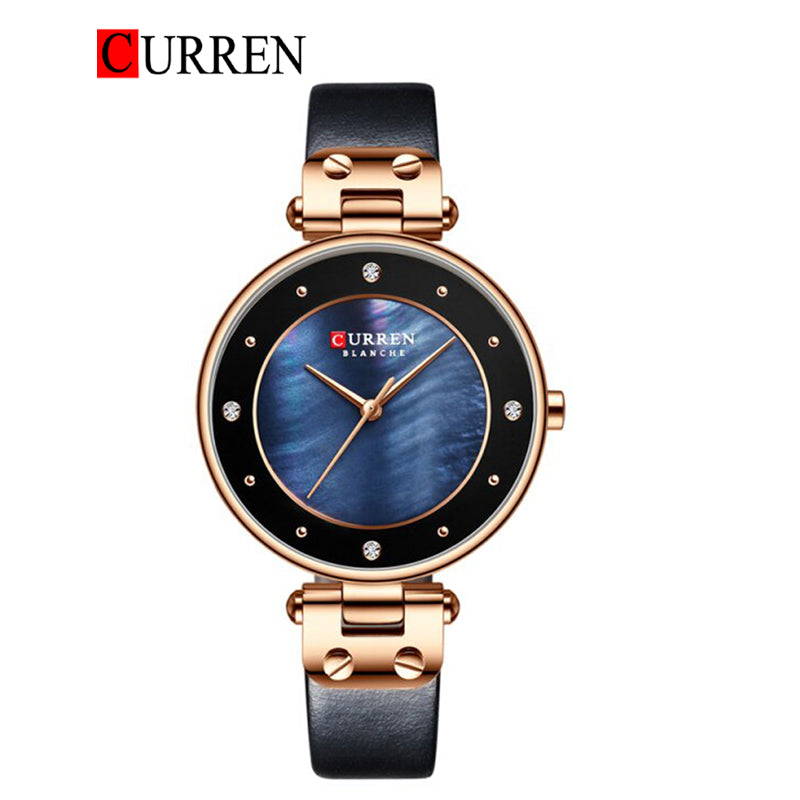 CURREN Original Brand Slim Leather Strap Wrist Watches For Women With Brand (Box & Bag)-9056