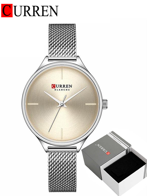 CURREN Original Brand Mesh Band Wrist Watch For Women With Brand (Box & Bag)-9062