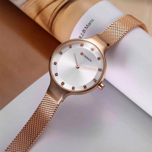 CURREN Original Brand Stainless Steel Band Wrist Watch For Women With Brand (Box & Bag)-9008