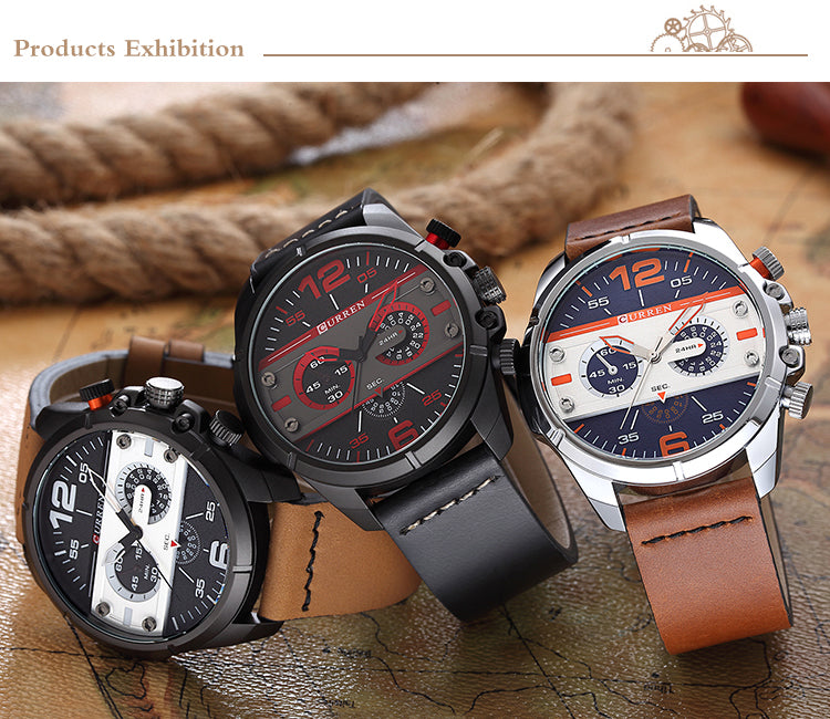 CURREN 8259 Men's Leather Straps Watch