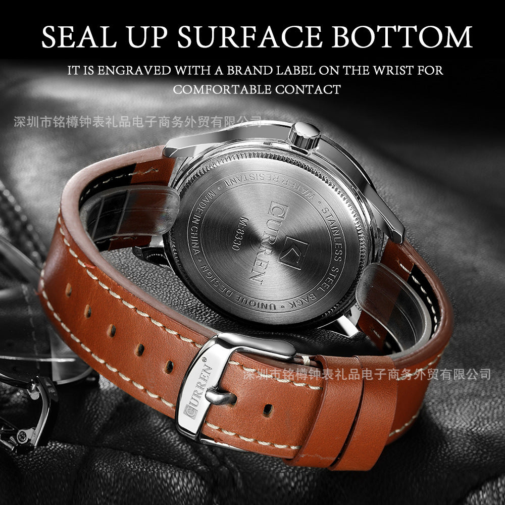 CURREN Original Brand Leather Straps Wrist Watch For Men With Brand (Box & Bag)-8330