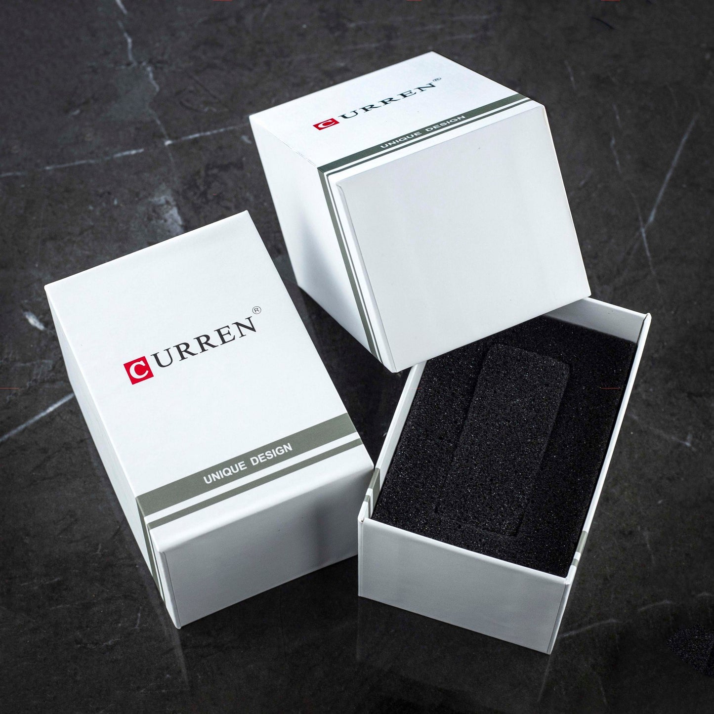CURREN Original Brand Watch And Gift Box With Carry Bag (Size: 11cm - 7.7cm - 7.2cm)
