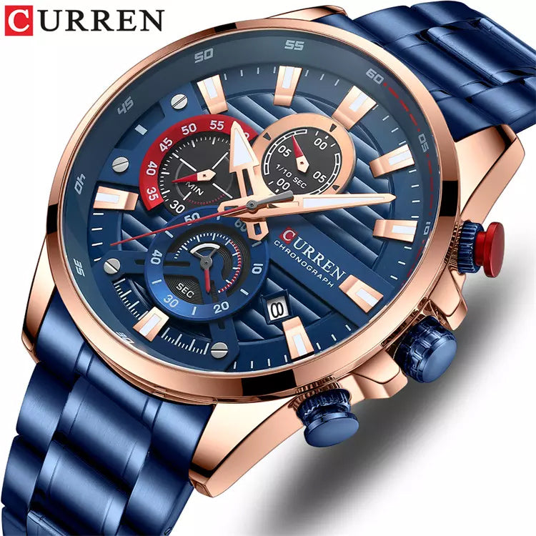 CURREN Original Brand Stainless Steel Band Wrist Watch For Men With Brand (Box & Bag)-8415