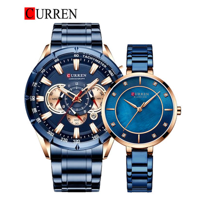 CURREN Original Brand Stainless Steel Band Wrist Watch For Couples With Brand (Box & Bag)