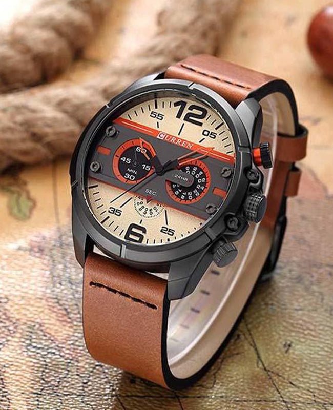 CURREN Original Brand Leather Straps Wrist Watch For Men With Brand (Box & Bag)-8259