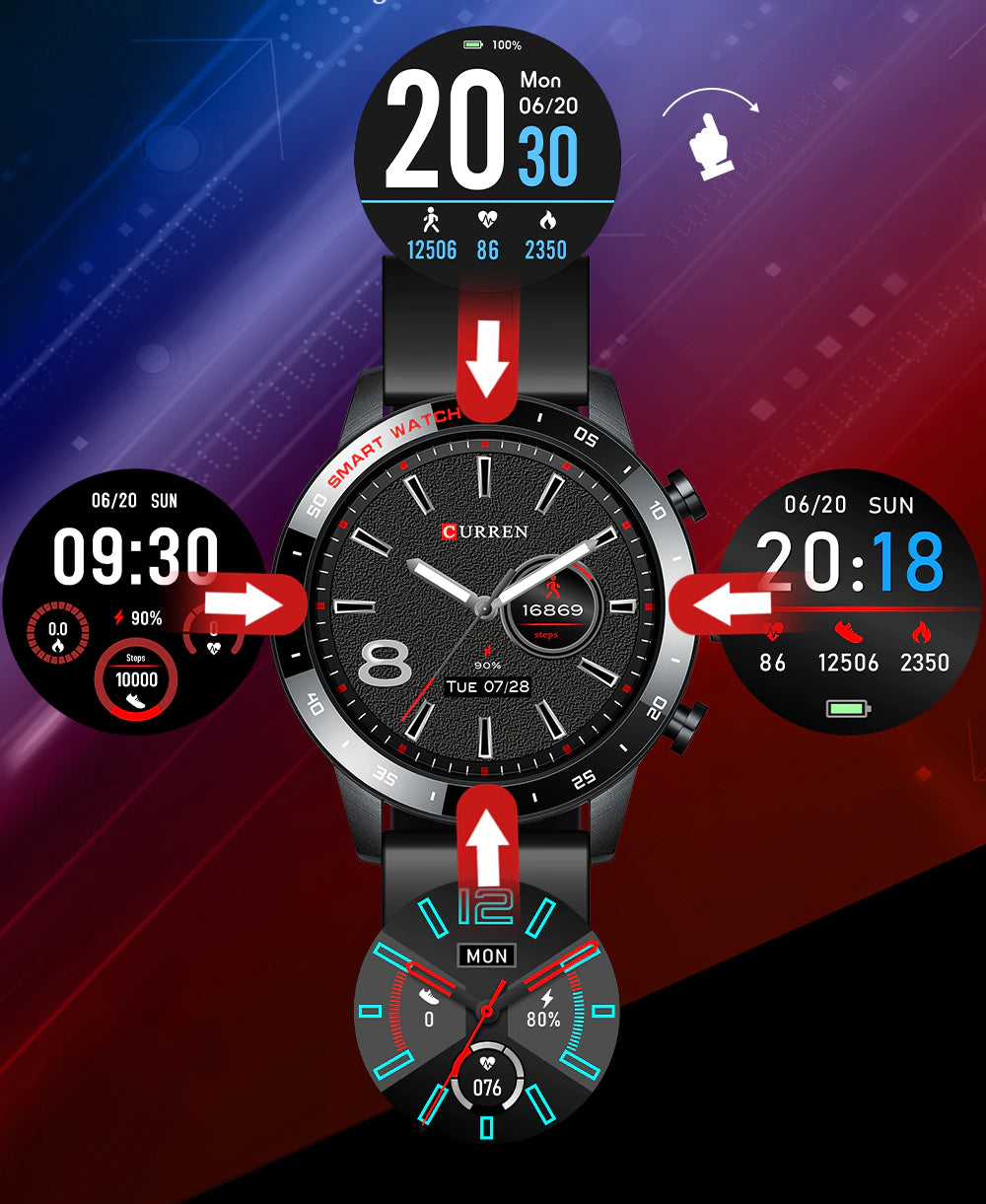 CURREN 6001 Men's Rubber Straps Watch