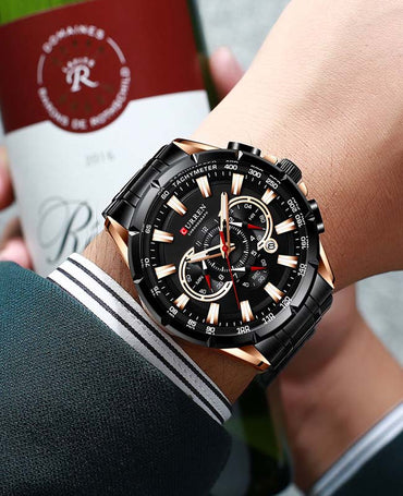 CURREN Original Brand Stainless Steel Band Wrist Watch For Men With Brand (Box & Bag)-8363