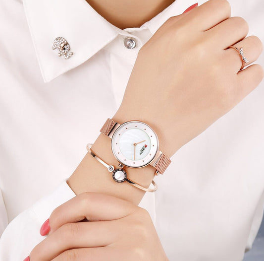 CURREN Original Brand Mesh Band Wrist Watch For Women With Brand (Box & Bag)-9032