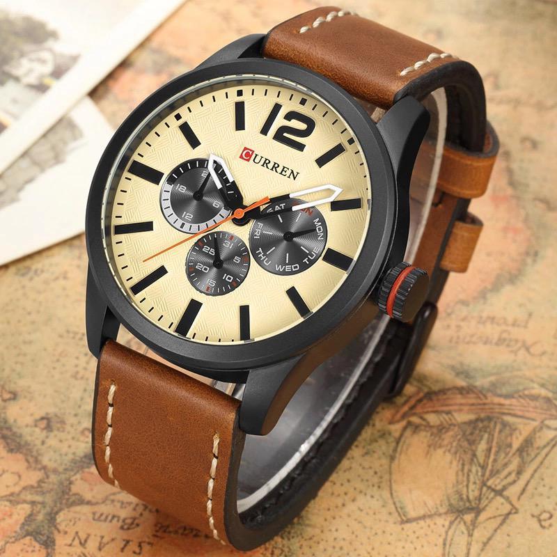 CURREN Original Brand Leather Straps Wrist Watch For Men With Brand (Box & Bag)-8247