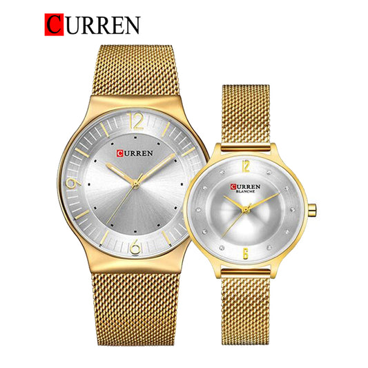 CURREN Original Brand Mesh Band Wrist Watch For Couples With Brand (Box & Bag)