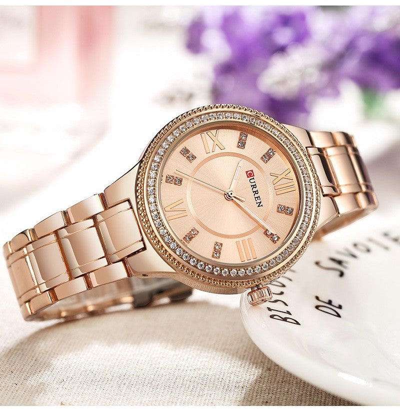 CURREN Original Brand Stainless Steel Band Wrist Watch For Women With Brand (Box & Bag)-9004