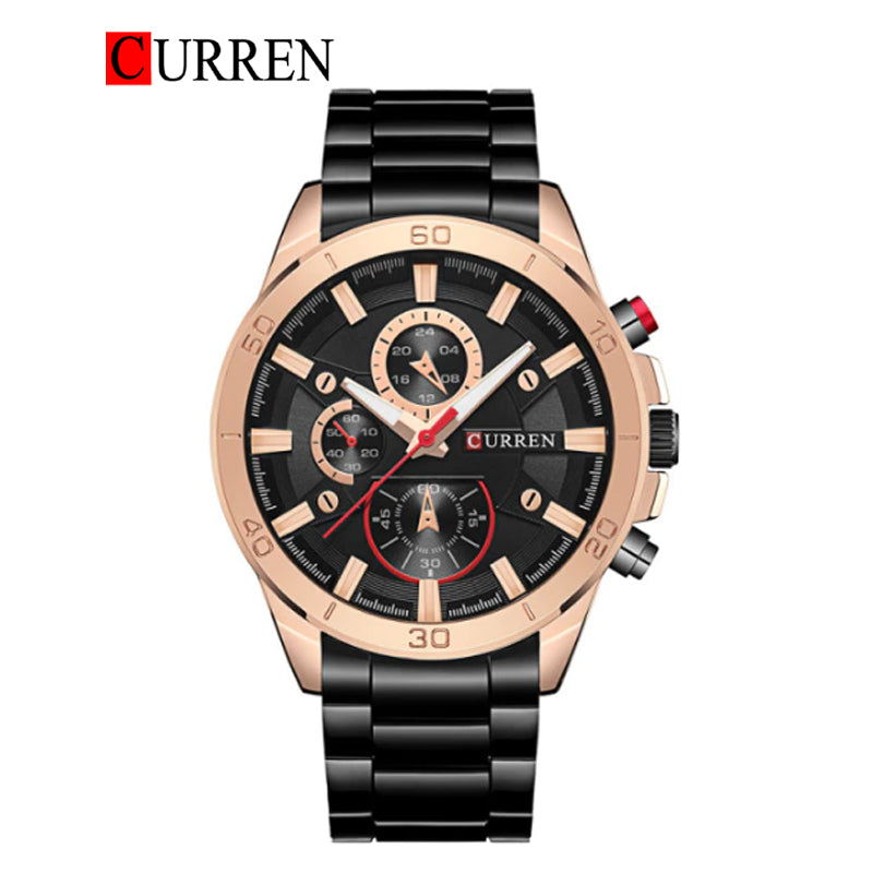 CURREN Original Brand Stainless Steel Band Wrist Watch For Men With Br ...