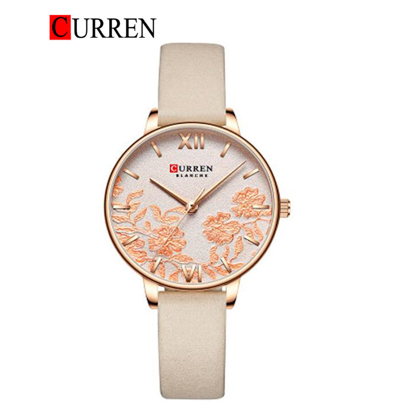 CURREN Original Brand Leather Straps Wrist Watch For Women With Brand (Box & Bag)-9065
