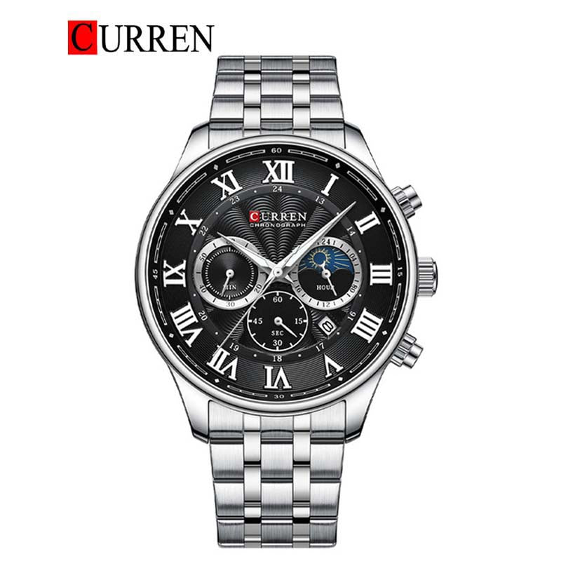 CURREN Original Brand Stainless Steel Band Wrist Watch For Men With Brand (Box & Bag)-8427
