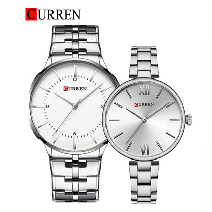 CURREN Original Brand Stainless Steel Band Wrist Watch For Couples With Brand (Box & Bag)