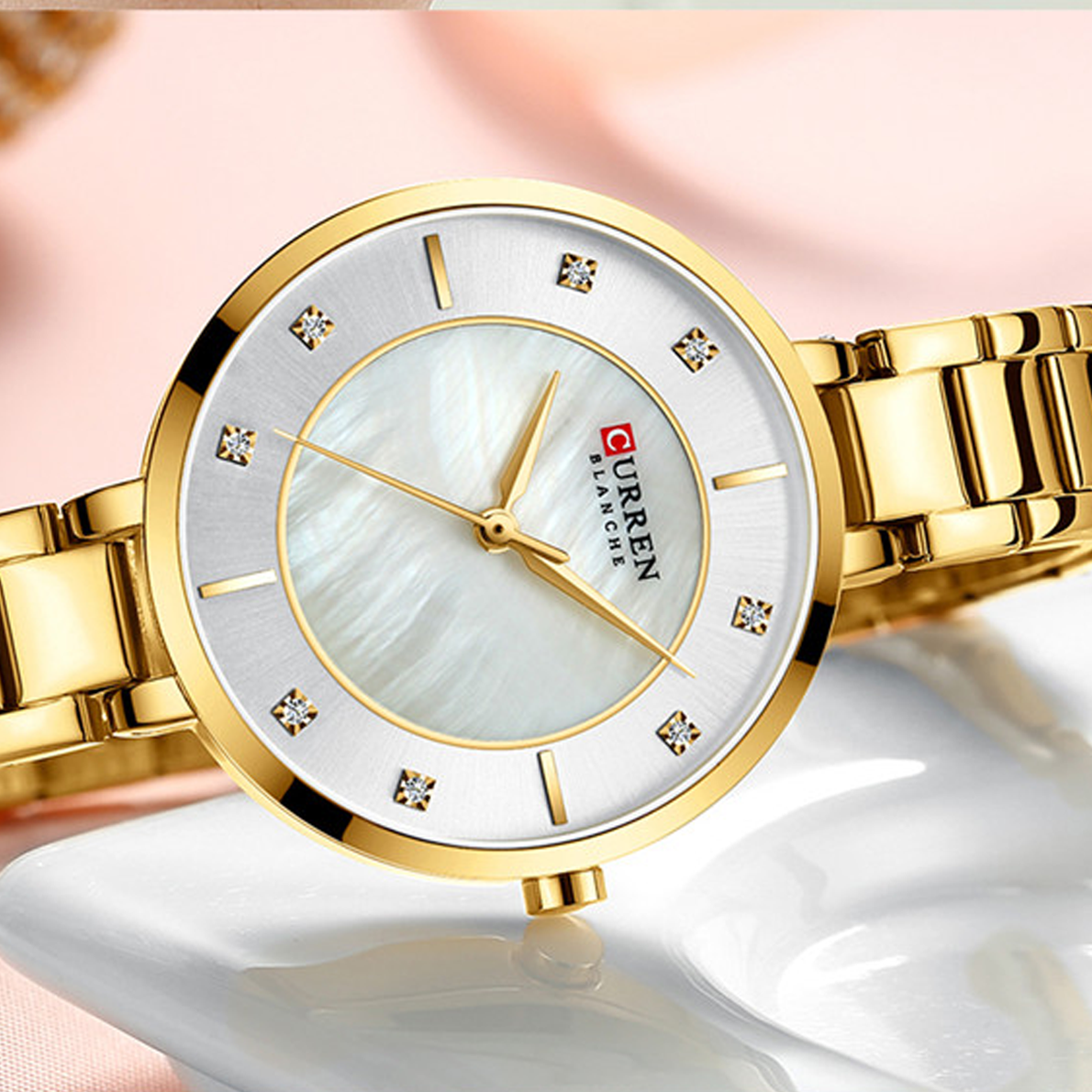 CURREN Original Brand Stainless Steel Band Wrist Watch For Women