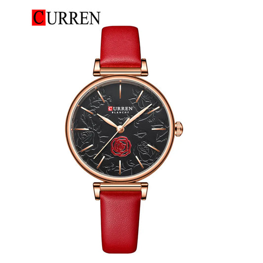 CURREN 9078 Women's Leather Strap Watch